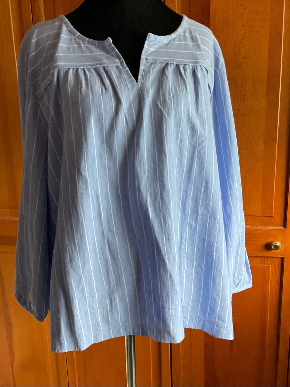 Lands' End Light Blue Striped Peasant Tunic